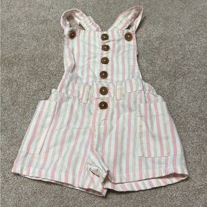 Jessica Simpson Girls’ Striped Romper Size 3T Pink White Button Front
